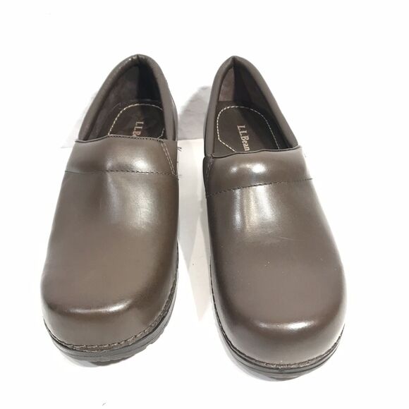 LL Bean Women's US Size 9 M Brown Leather Slip on Clogs / Shoes - Picture 2 of 8